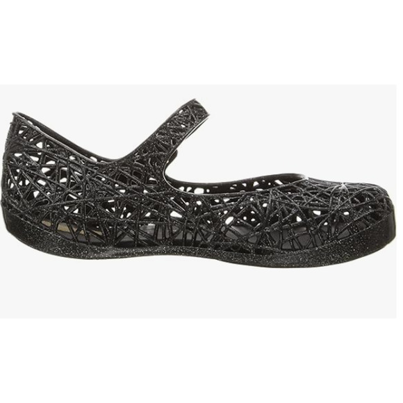 NIB Mini Melissa Campana Little Girls Black/Silver Glitter ZigZag Mary Jane Sz 9 - Picture 4 of 14